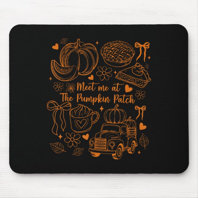 Mousepad Meet Me At The Pumpkin Patch Coquette Bow Truck Fa (Frente)