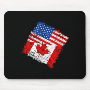Mousepad Meio Bandeira Americana E Canadense Folha de Bordo