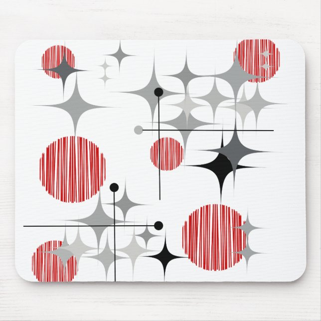 Mousepad Meio Século Moderno Explosões de Estrela e Globos (Frente)