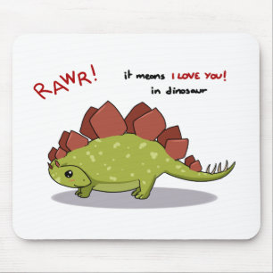 Mousepad Meios de Rawr eu te amo no Stegosaurus do