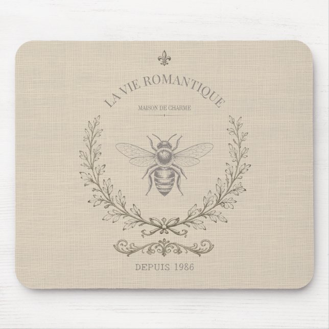 Mousepad Mel Bee Favosa França País Vintage Rústico  (Frente)