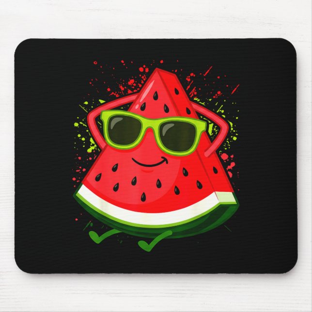Mousepad Melancia Melão de Verão com Óculos de Sol Divertid (Frente)