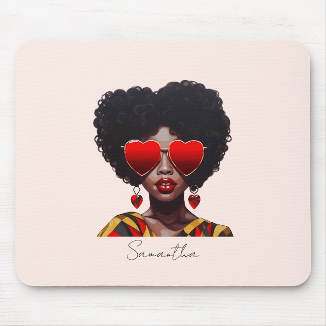 Mousepad Melanin Magic: Rainha Negra Enroscando Formas Card (Frente)