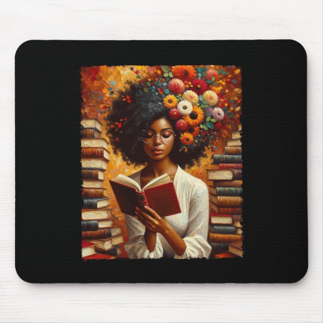 Mousepad Melanin Queen Afro Womendurecida Leitura Book Blac (Frente)