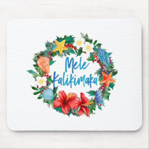 Mousepad Mele Kalikimaka Hawaiian Christmas Wreath