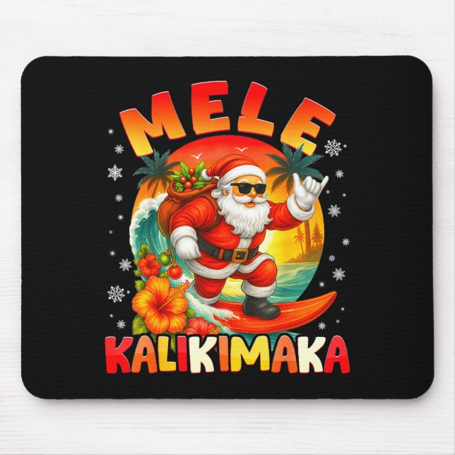 Mousepad Mele Kalikimaka Santa Rock On Hawaii Christmas Xma (Frente)