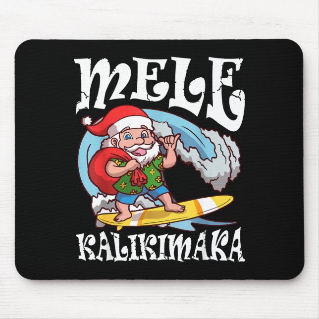 Mousepad Mele Kalikimaka Santa Surfing Hawaii Christmas  (Frente)