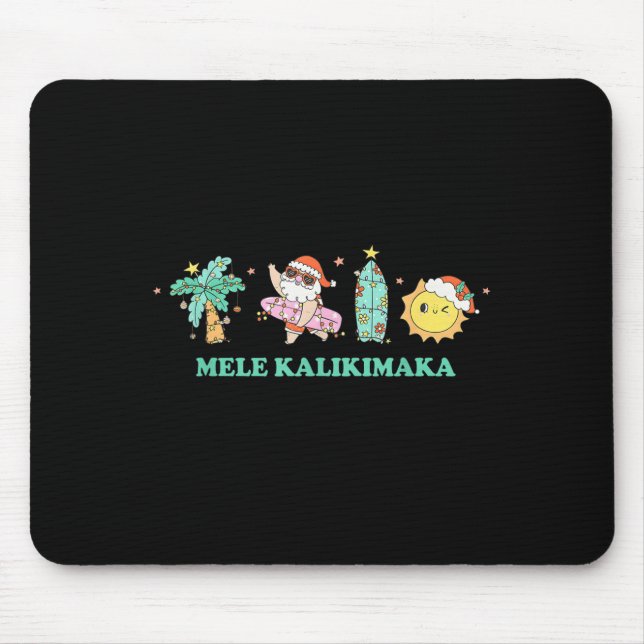 Mousepad Mele Kalikimaka Trocal Palm Tree Santa Surfing Haw (Frente)