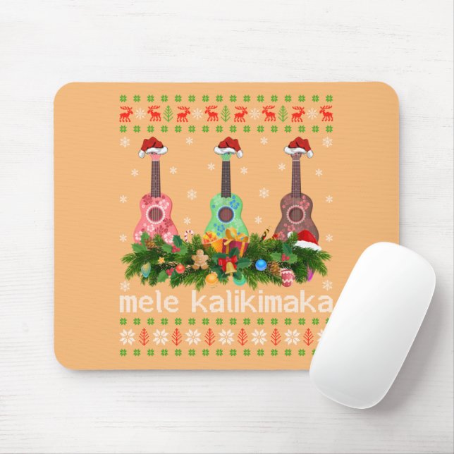 Mousepad Mele Kalikimaka Ukulele Guitar Gift Ugly Ukulele (Com mouse)