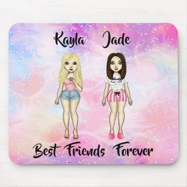 Mousepad Melhor Amigos para Loira e Brunette Personalizados (Frente)