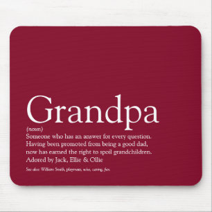 Mousepad Melhor Avô Vô Papai do Mundo Definição Burgundy