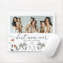 Mousepad Melhor Colagem de Fotos Floral da Mãe