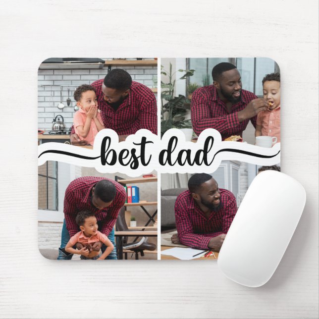 Mousepad Melhor Colagem de Fotos Personalizada do Pai 4 (Com mouse)