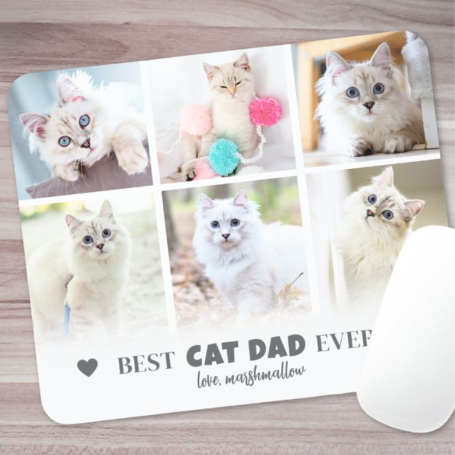 Mousepad Melhor Foto de Gato do Pai de Estimação (Best Cat Dad Pet Photo Mouse Pad)
