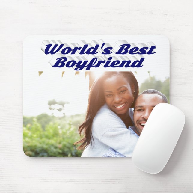 Mousepad Melhor Foto de Namorado com texto azul escuro (Com mouse)