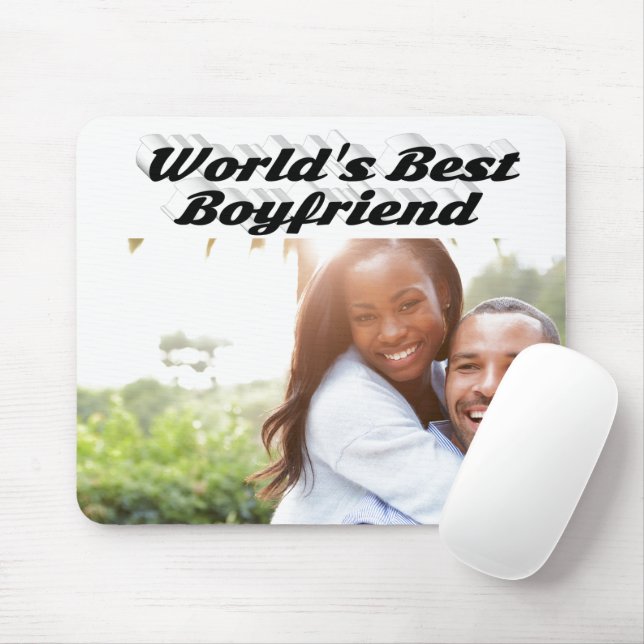 Mousepad Melhor Foto de Namorado com texto preto (Com mouse)