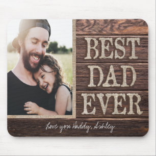 Mousepad Melhor foto rústica do aniversário do pai nunca