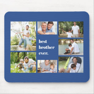 Mousepad Melhor Irmão Colagem de Fotos Azul