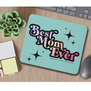 Mousepad Melhor Mãe Alguma Vez Mamãe Crianças Nome Retro Ro