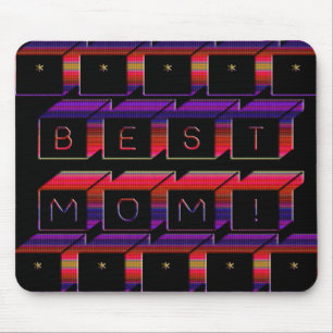 Mousepad Melhor Mãe - Blocos Coloridos e Fundo Preto
