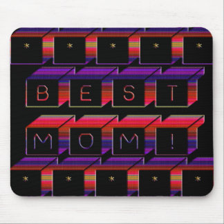 Mousepad Melhor Mãe - Blocos Coloridos e Fundo Preto