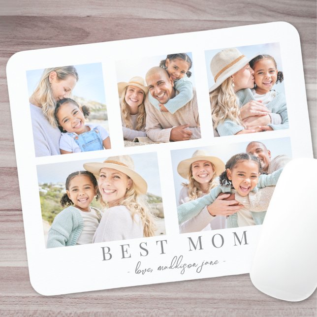 Mousepad Melhor Mãe Colagem de Fotos Personalizadas (Best Mom Custom Photo Family Collage Mouse Pad )
