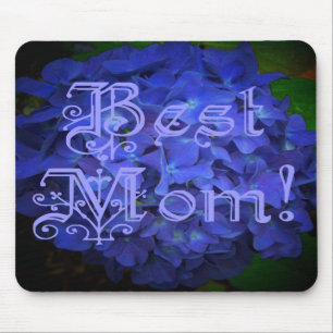 Mousepad Melhor mãe com fundo azul de flores