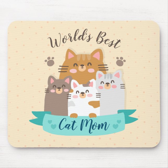 Mousepad Melhor Mãe Gato do Mundo - Gatinhos Fofos (Frente)