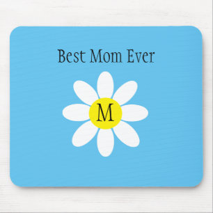 Mousepad Melhor Mãe Nunca Branca Daisy Sky Blue Solteiro in