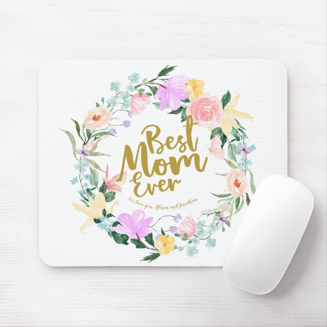 Mousepad Melhor Mamãe Floral Personalizada (Com mouse)