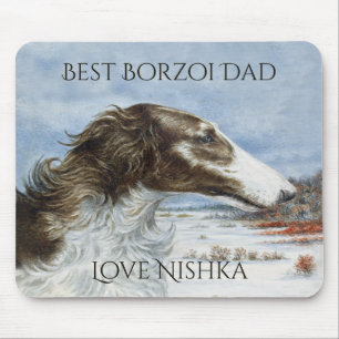 Mousepad Melhor Pai Borzoi Personalizado