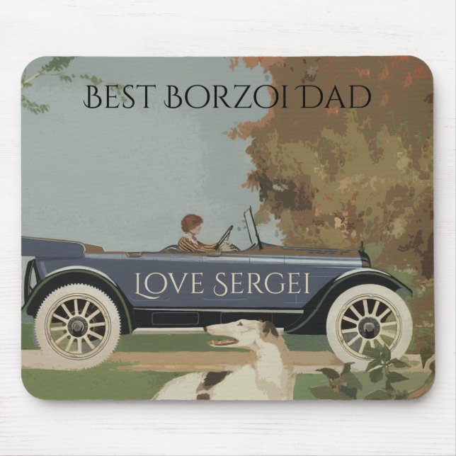Mousepad Melhor Pai Borzoi Personalizado (Frente)