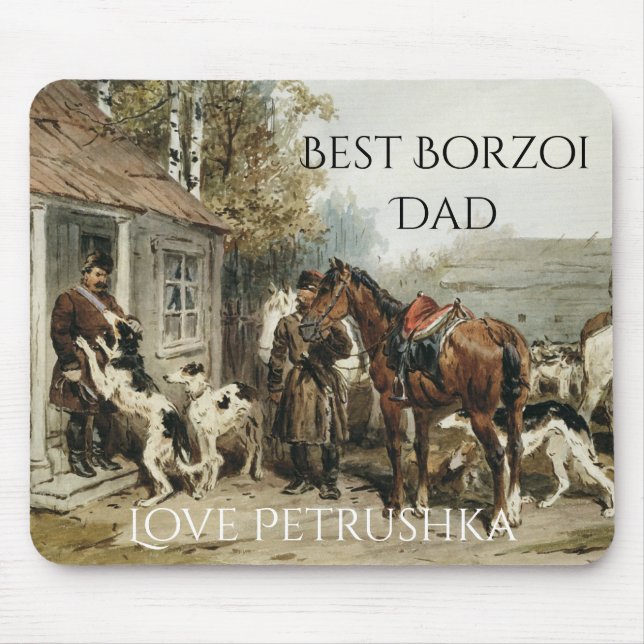 Mousepad Melhor Pai Borzoi Personalizado (Frente)