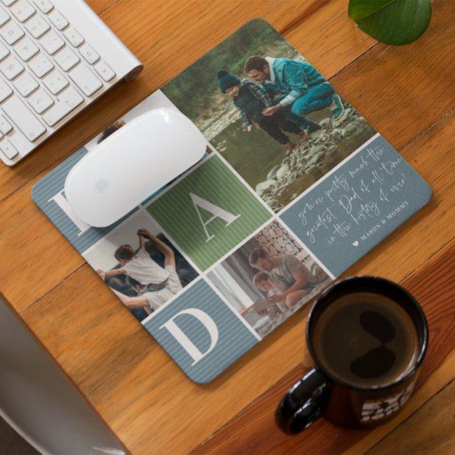 Mousepad Melhor Pai | Colagem de Fotos com Blocos de Cor (Criador carregado)