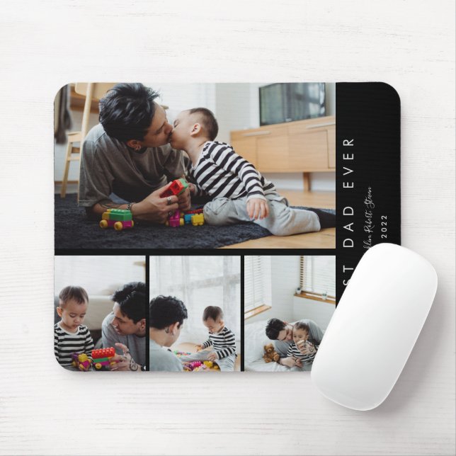 Mousepad Melhor Pai De Colagem De Fotografias Personalizado (Com mouse)