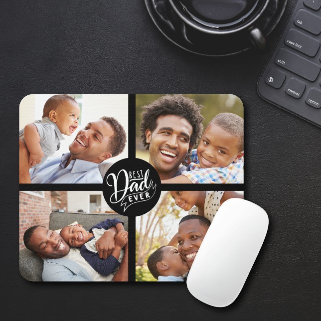 Mousepad Melhor Pai De Quatro Mouse Fotográfico (Fun Best Dad Ever Four Photo Mouse Pad)