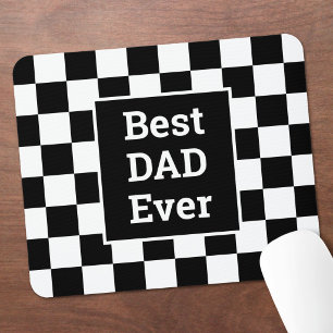 Mousepad Melhor Pai de Todos os Tempos Xadrez Preto e Branc