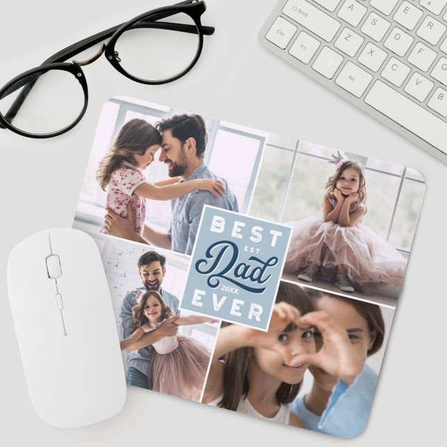 Mousepad Melhor Pai Nunca | Colagem Personalizada de Quatro (Criador carregado)