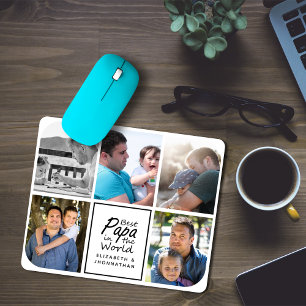 Mousepad Melhor Papa na Colagem de Fotos Simples Moderna do