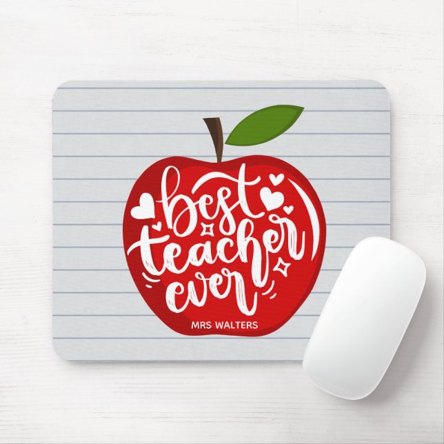 Mousepad Melhor Professora Alguma Vez Chama Apple Vermelha  (Com mouse)