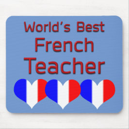 Mousepad Melhor Professora Francesa do Mundo com Bandeira d