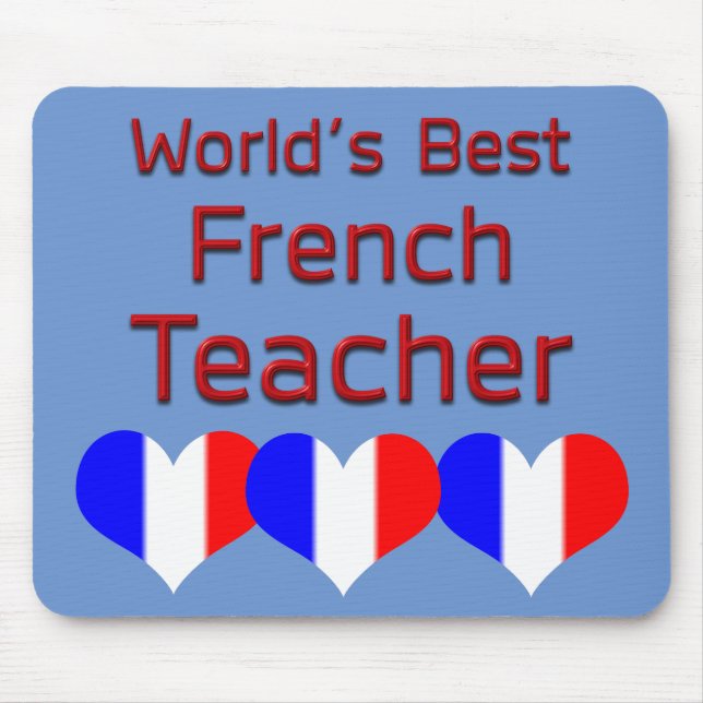 Mousepad Melhor Professora Francesa do Mundo com Bandeira d (Frente)