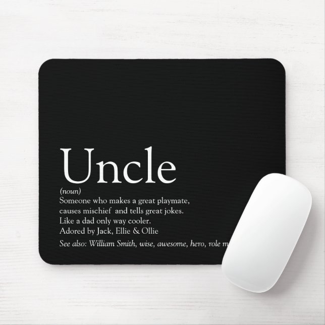Mousepad Melhor Tio Divertido Legal Preto e Branco Moderno (Com mouse)