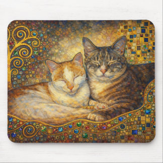 Mousepad Melhores Amigos Gatos inspirados em Klimt