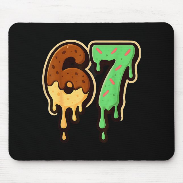 Mousepad Melting 67 Dessert Style Ice Cream Drip Number Art (Frente)
