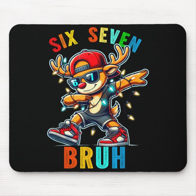 Mousepad Meme 6 7 Rena Dabbing Seis Sete Bruh Para Homens W (Frente)