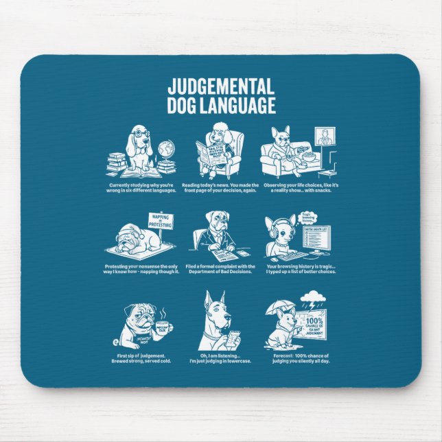 Mousepad Meme de Cachorro Linguagem Judiciosa Engraçado (Frente)