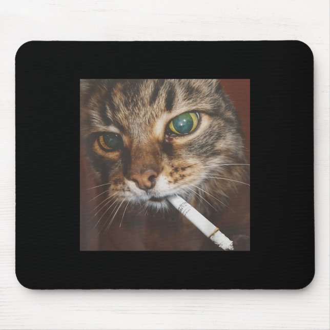 Mousepad Meme de Gato Fumante Engraçado (Frente)