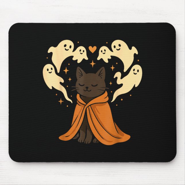 Mousepad Meme de Gato Soky Fofo Preto Halloween  (Frente)