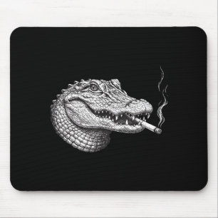 Mousepad Meme de rosto de jacaré vintage engraçado fumando